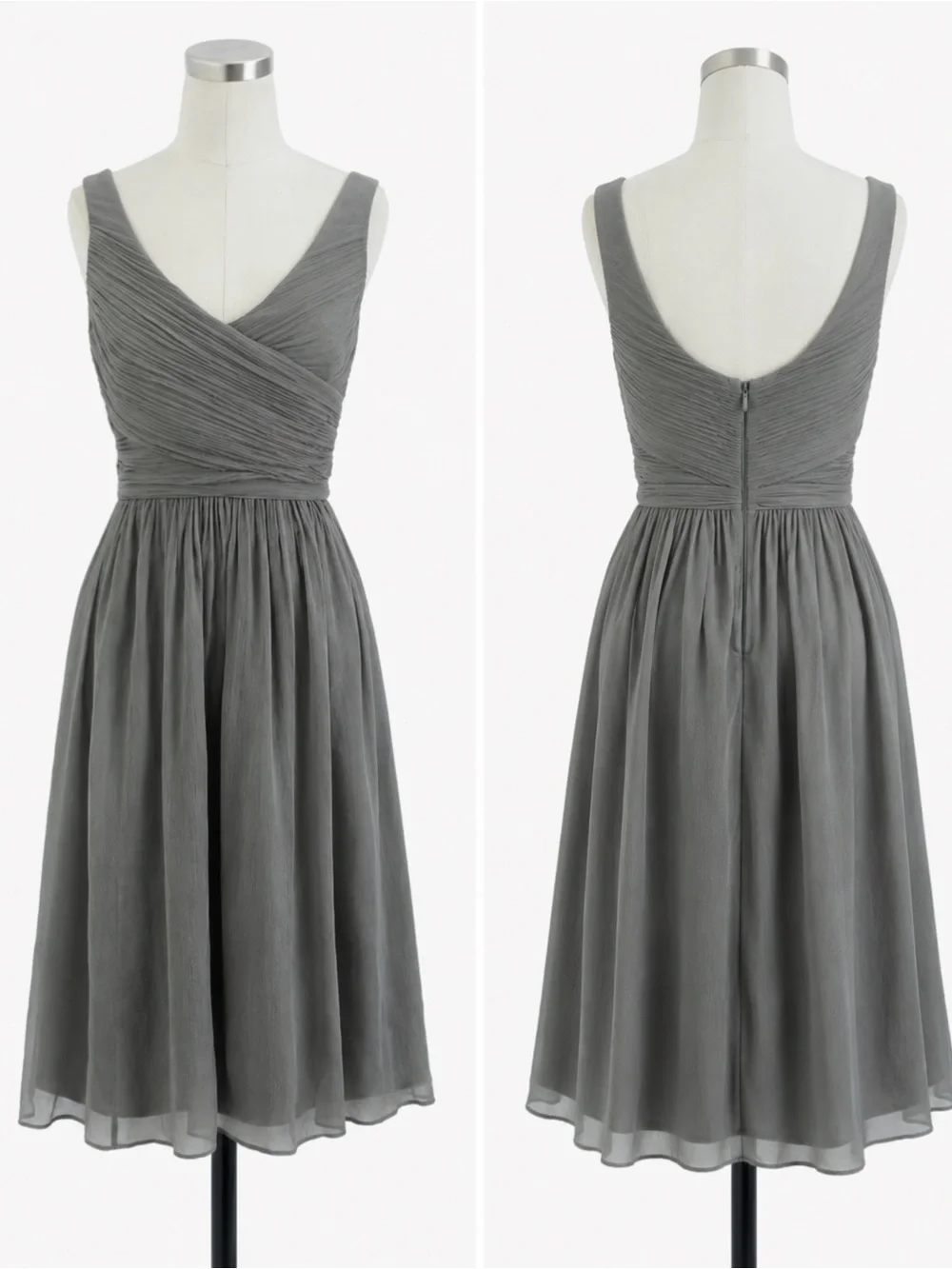 J.Crew NWT Heidi Dress Graphite Silk Chiffon Pleated Dress | Size 12